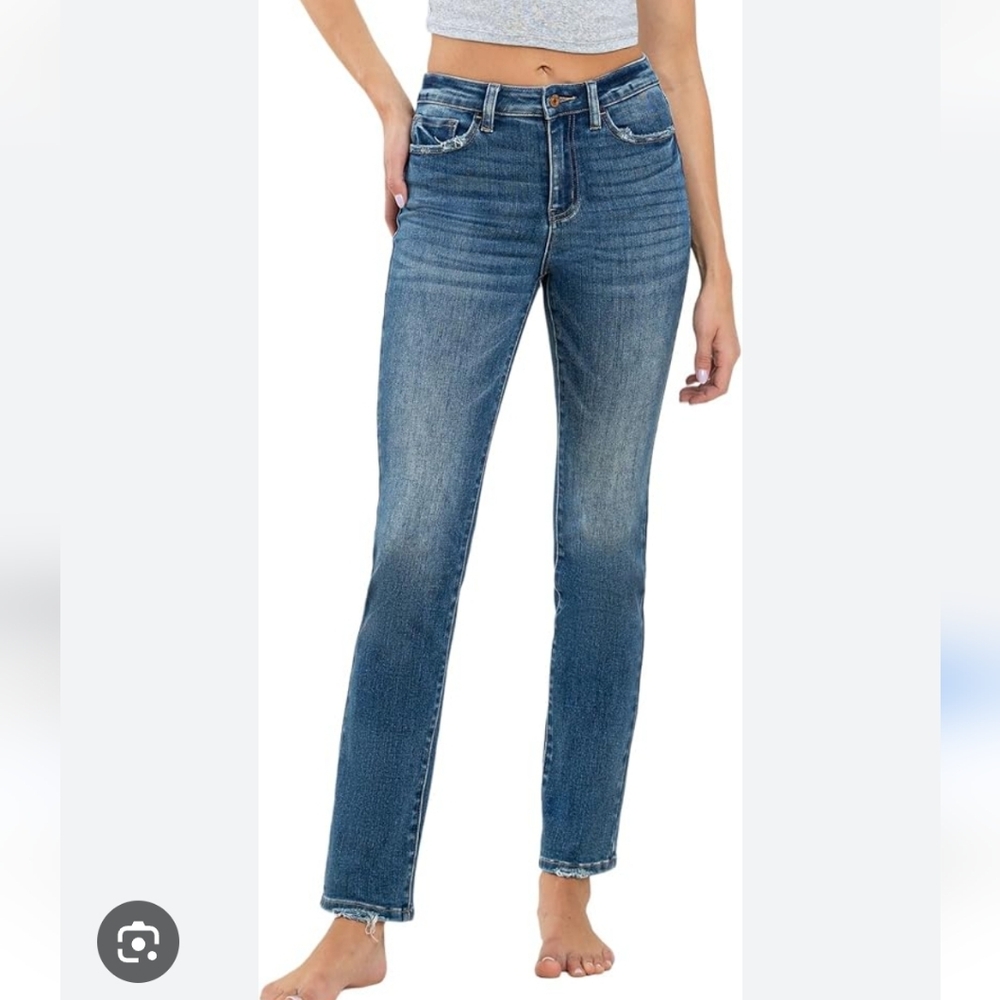 Boutique high-rise straight leg jeans